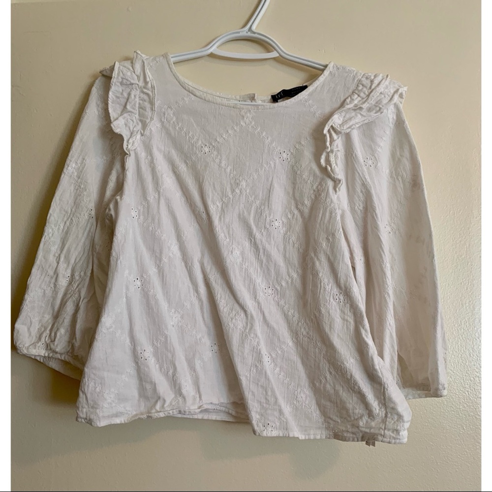 ZARA White Eyelet Top